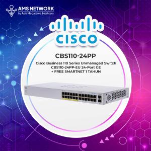 Cisco Business 110 Series Unmanaged Switch CBS110-24PP-EU 24-Port GE + FREE SMARTNET 1 TAHUN